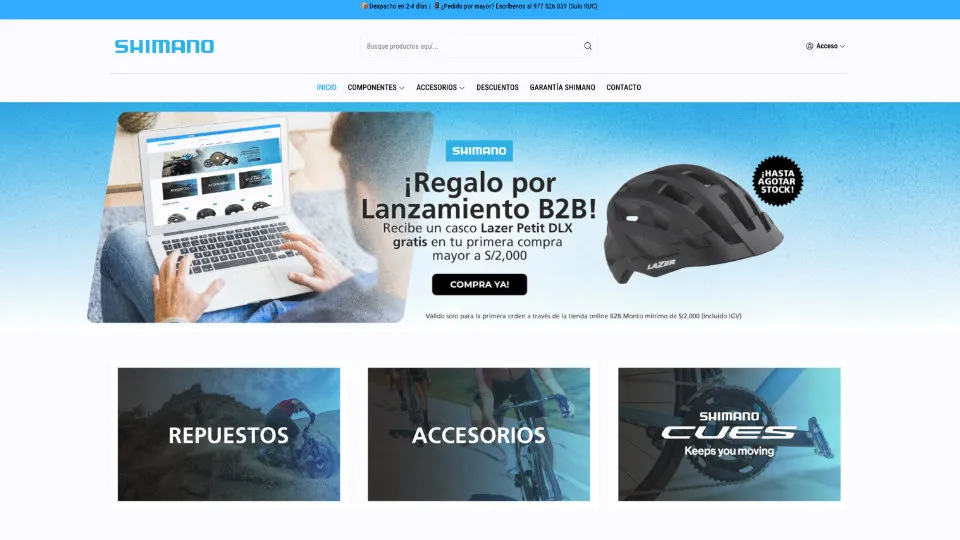 Home de la tienda Shimano Perú